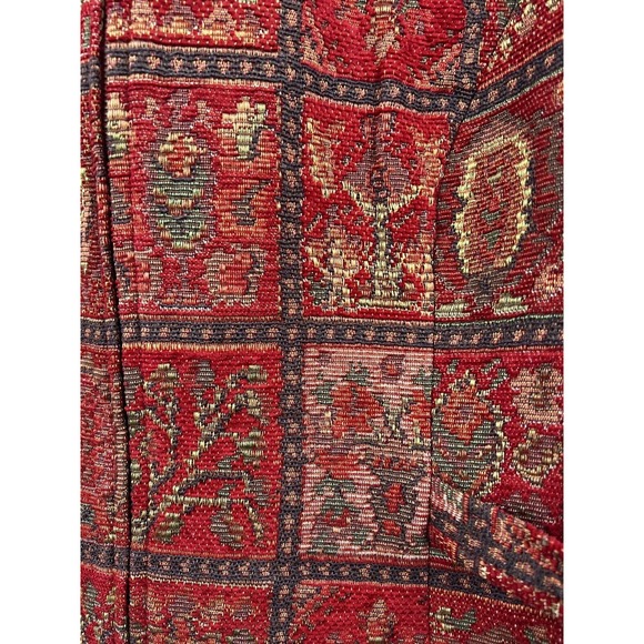 The Territory Ahead Red Print Tapestry Vest Zip Front Side Tabs Lined Size 14 - Picture 4 of 8